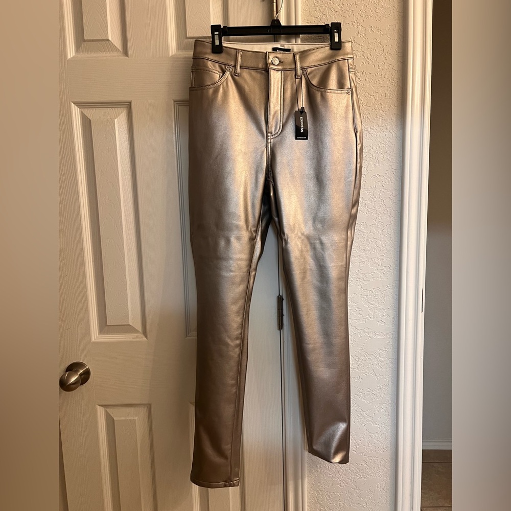 Express Gold Skinny Pants
